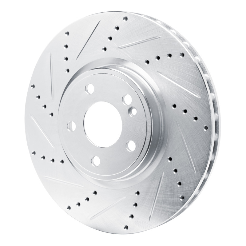 Mercedes-Benz CLA250 Brake Rotor (1) - Front Left - R1 Concepts - Drilled & Slotted - Silver - `19-`25